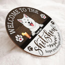 Pawzity Welcome To The Shitshow Hope You Brought Alcohol Funny Sign, Gifts For Dog Lovers, Dark Brown Welcome Door Signs , Dog Mom Gifts