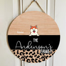 Pawzity Welcome Door Signs, Gifts For Dog Lovers, Leopard Family Name Sign , Dog Mom Gifts