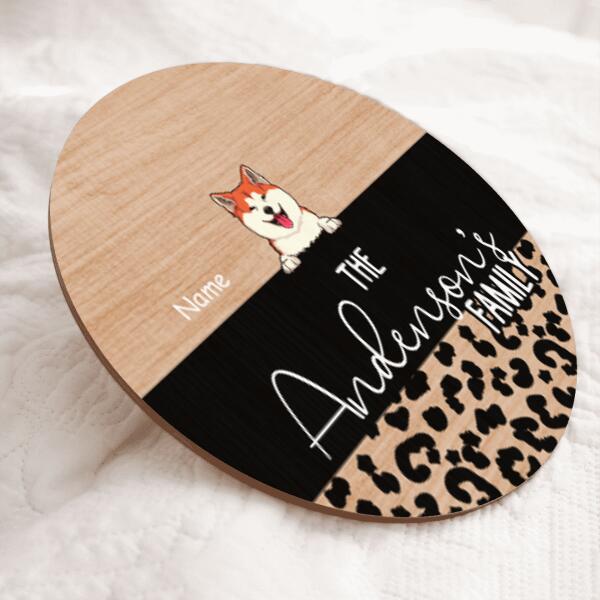 Pawzity Welcome Door Signs, Gifts For Dog Lovers, Leopard Family Name Sign , Dog Mom Gifts