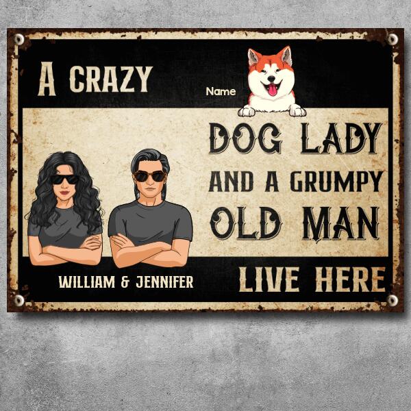 Pawzity Metal Welcome Sign, Gifts For Dog Lovers, Crazy Dog Lady And Grumpy Oldman Live Here