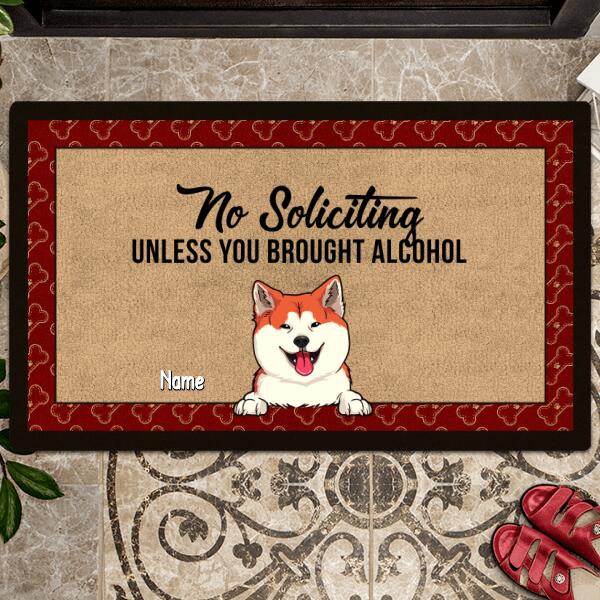 Pawzity Personalized Doormat, Gifts For Dog Lovers, No Soliciting Unless You Brought Alcohol Outdoor Door Mat