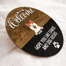 Round Wooden Door Sign, Personalized Gift For Dog Lovers, Welcome Hope You Like Chaos And Dog Kisses , Dog Mom Gifts