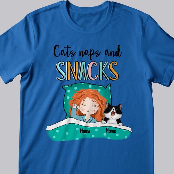 Cats Naps And Snack, Girl And Cats, Personalized Cat Breeds T-shirt, Gifts For Cat Lovers