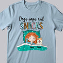Dogs Naps And Snack, Girl And Dogs, Personalized Dog Breeds T-shirt, Gifts For Dog Lovers