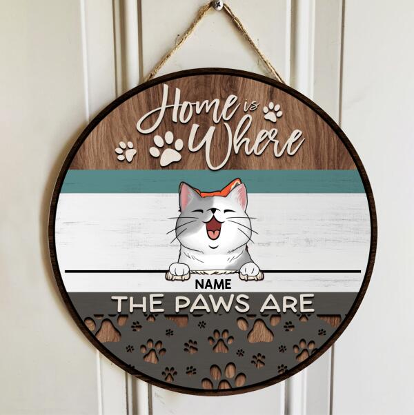 Pawzity Personalized Home Signs, Gifts For Pet Lovers, Home is Where The Paws Are Custom Wooden Signs