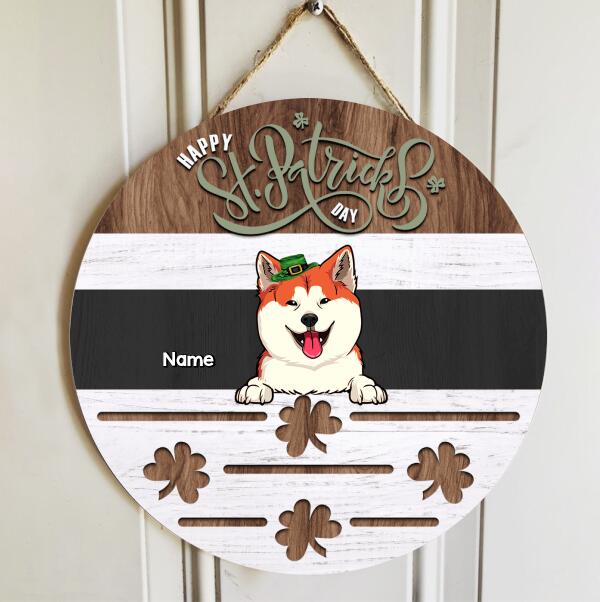 St. Patrick's Day Personalized Wood Sign, Gifts For Pet Lovers, Happy Holiday Front Door Decor
