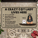Pawzity Personalized Doormat, Gifts For Cat Lovers, A Crazy Cat Lady Lives Here Outdoor Door Mat