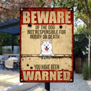Pawzity Beware Of Dog Sign, Gifts For Dog Lovers, Not Responsible For Injury Or Death, Welcome Metal Signs