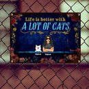 Pawzity Funny Warning Signs, Gifts For Cat Lovers, Life Is Better With A Lot Of Cats, Welcome Metal Signs, Cat Mom With Her Cats