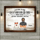 Pawzity Backyard Bar Sign, Welcome To Our Backyard Bar & Grill, Gifts For Pet Lovers, Personalized Dog & Cat Canvas