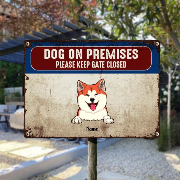 Pawzity Please Keep Gate Closed Metal Yard Sign, Gifts For Dog Lovers, Dog On Premises Personalized Metal Signs