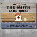 Pawzity Metal Lake House Sign, Gifts For Pet Lovers, Like Is Better At The Lake Personalized Family Sign