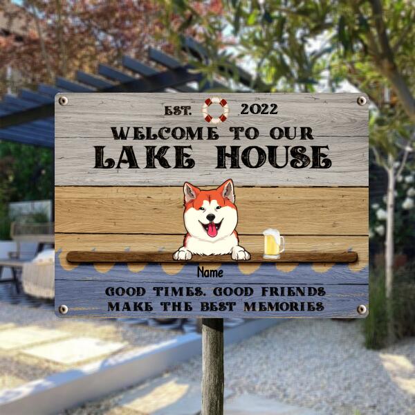 Pawzity Metal Lake House Sign, Gifts For Pet Lovers, Good Times Good Friends Make The Best Memories Welcome Signs