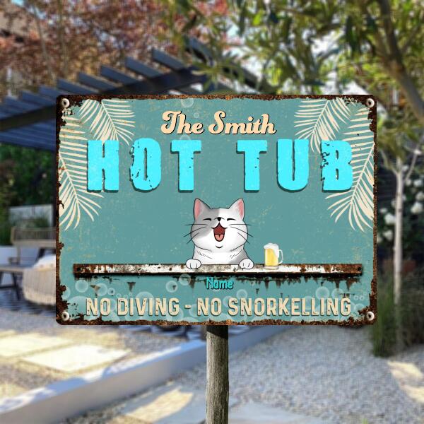 Pawzity Metal Hot Tub Sign, Gifts For Pet Lovers, No Diving No Snorkelling Personalized Housewarming Gifts