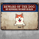 Pawzity Beware Of The Dog Metal Yard Sign, Gifts For Dog Lovers, Not Responsible For Injury Or Death Funny Warning Sign