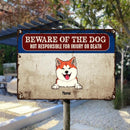 Pawzity Beware Of The Dog Metal Yard Sign, Gifts For Dog Lovers, Not Responsible For Injury Or Death Funny Warning Sign