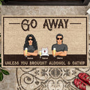 Pawzity Custom Doormat, Gifts For Cat Lovers, Go Away Unless You Brought Alcohol & Catnip Outdoor Door Mat