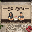 Pawzity Custom Doormat, Gifts For Dog Lovers, Go Away Unless You Brought Alcohol & Dog Treats Outdoor Door Mat