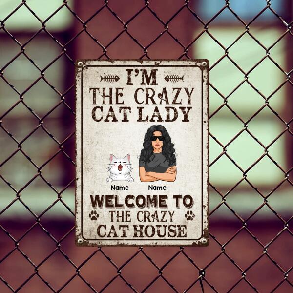 Pawzity Metal Welcome Sign, Gifts For Cat Lovers, I'm The Crazy Cat Lady Welcome To The Crazy Cat House