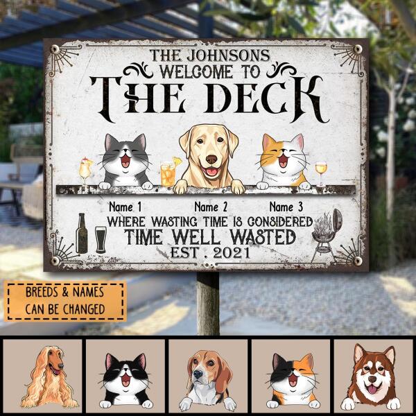 Metal Welcome Sign, Gifts For Pet Lovers, Welcome To The Deck Where Washing Time Is Considered Time Well Wasted