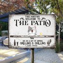 Pawzity Metal Patio Sign, Gifts For Pet Lovers, Welcome To The Patio We Do A Lot Of Sipping Grilling & Chilling