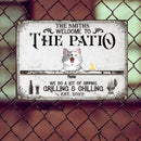 Pawzity Metal Patio Sign, Gifts For Pet Lovers, Welcome To The Patio We Do A Lot Of Sipping Grilling & Chilling
