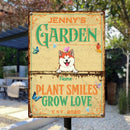 Metal Welcome To Garden Sign, Gifts For Pet Lovers, Plant Smiles Grow Love, Personalized Housewarming Gifts