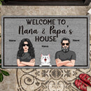 Pawzity Welcome Mat, Gifts For Pet Lovers, Welcome To Nana & Papa's House Outdoor Door Mat