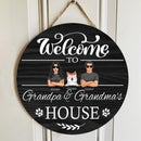 Pawzity Welcome Door Signs, Gifts For Pet Lovers, Welcome To Grandpa & Grandma's House Custom Wooden Signs