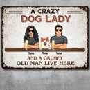 Pawzity Metal Welcome Sign, Gifts For Dog Lovers, A Crazy Dog Lady And A Grumpy Old Man Live Here, Housewarming Gifts