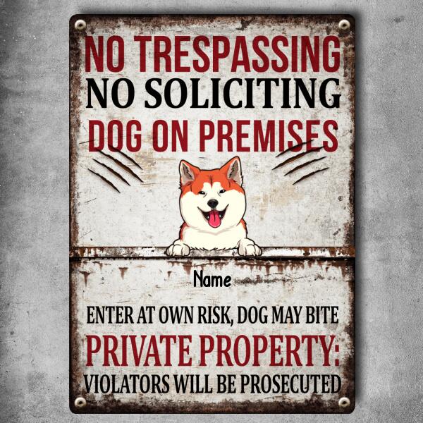 Pawzity No Soliciting Metal Yard Sign, Gifts For Dog Lovers, Private Property Violators Will Be Prosecuted Warning Signs
