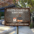 Pawzity Welcome Metal Garage Sign, Gifts For Pet Lovers, Dad's Garage Always Open Free Repairs And Fatherly Advice Funny Sign