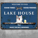 Pawzity Metal Lake House Sign, Gifts For Pet Lovers, Good Times Good Friends Make The Best Memories Blue Welcome Signs