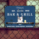 Pawzity Metal Backyard Bar & Grill Sign, Gifts For Pet Lovers, Good Food Good Friends Good Times Blue Bar Signs