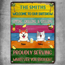 Pawzity Welcome To The Shitshow Metal Yard Sign, Gifts For Pet Lovers, Sipping Grilling Chilling Colorful Welcome Signs