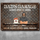 Pawzity Welcome Metal Garage Sign, Gifts For Pet Lovers, Dad's Garage Always Open 24 Hours Free Oil Changes Fatherly Advice