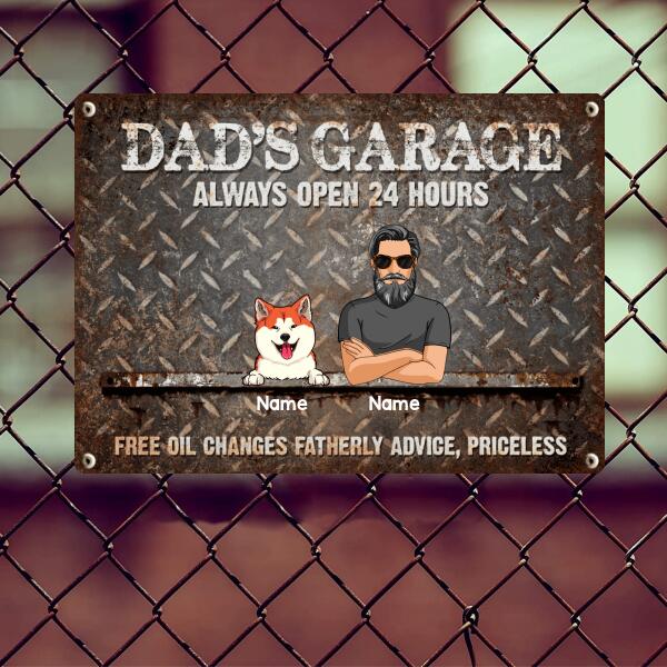 Pawzity Welcome Metal Garage Sign, Gifts For Pet Lovers, Dad's Garage Always Open 24 Hours Free Oil Changes Fatherly Advice