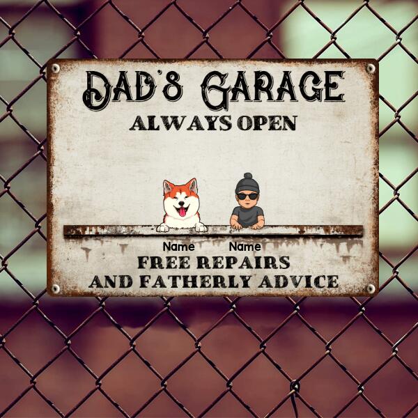 Pawzity Welcome Metal Garage Sign, Gifts For Pet Lovers, Dad's Garage Always Open Free Repairs Vintage Style