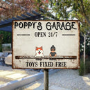 Pawzity Welcome Metal Garage Sign, Gifts For Pet Lovers, Dad's Garage Often 24/7 Toys Fixed Free Funny Sign Vintage Style