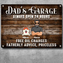 Pawzity Welcome Metal Garage Sign, Gifts For Pet Lovers, Dad's Garage Always Open 24 Hours Free Oil Changes Wooden Style