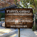 Pawzity Welcome Metal Garage Sign, Gifts For Pet Lovers, Dad's Garage Often 24/7 Toys Fixed Free Funny Sign Wooden Style