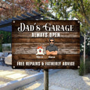 Pawzity Welcome Metal Garage Sign, Gifts For Pet Lovers, Dad's Garage Always Open Free Repairs Wooden Style