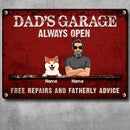 Pawzity Welcome Metal Garage Sign, Gifts For Pet Lovers, Dad's Garage Always Open Free Repairs Colorful Style