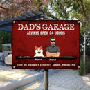 Pawzity Welcome Metal Garage Sign, Gifts For Pet Lovers, Dad's Garage Always Open 24 Hours Free Oil Changes Colorful Style
