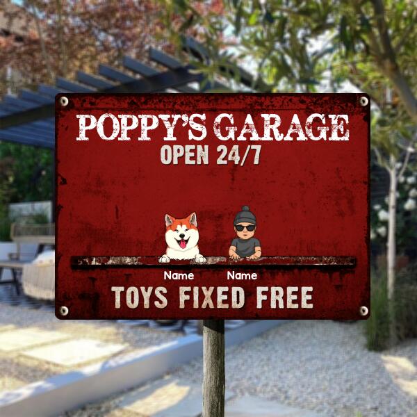 Pawzity Welcome Metal Garage Sign, Gifts For Pet Lovers, Dad's Garage Often 24/7 Toys Fixed Free Funny Sign Colorful Style