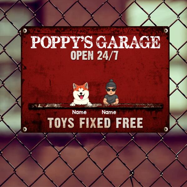 Pawzity Welcome Metal Garage Sign, Gifts For Pet Lovers, Dad's Garage Often 24/7 Toys Fixed Free Funny Sign Colorful Style