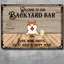 Pawzity Metal Backyard Bar Sign, Gifts For Pet Lovers, Beer Wine Shots Every Hour Is Happy Hour Welcome Signs