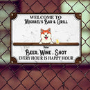 Pawzity Metal Backyard Bar & Grill Sign, Gifts For Pet Lovers, Beer Wine Shots Every Hour Is Happy Hour Vintage Signs