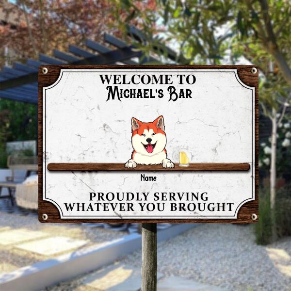 Pawzity Metal Bar Signs, Gifts For Pet Lovers, Proudly Serving Whatever You Brought Vintage Welcome Signs