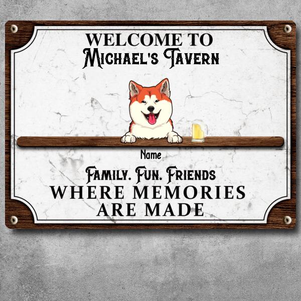 Pawzity Metal Tavern Signs, Gifts For Pet Lovers, Family Fun Friends Where Memories Are Made Welcome Signs